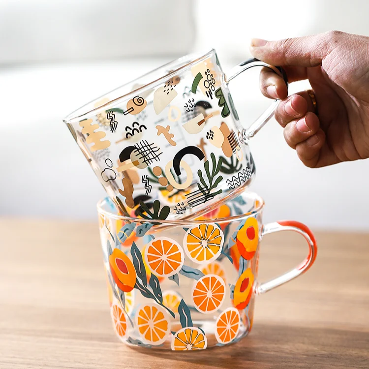 500 мл в сиропе Персик с желто-кактус Стекло Чай чашки молока со шкалой Кофе кружка