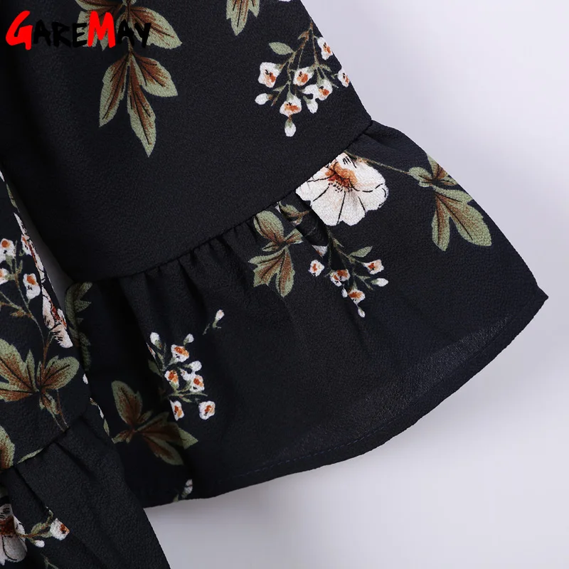 Женская шифоновая блузка с цветочным принтом Женский Топ открытыми плечами и