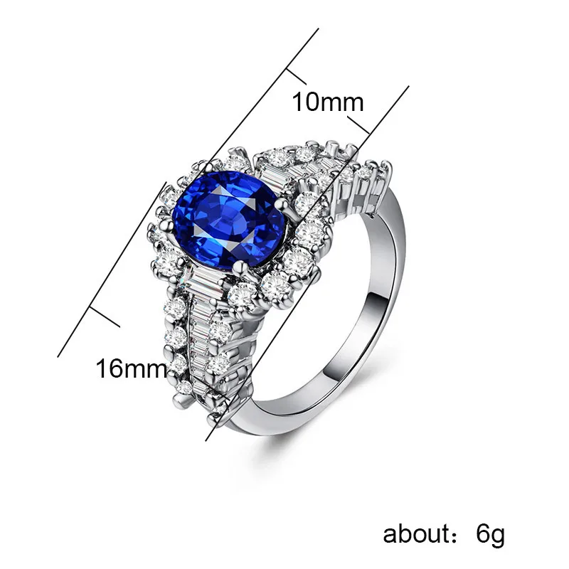 Visisap роскошный овал Синий Циркон Кольца для Для женщин полный камень свадебные