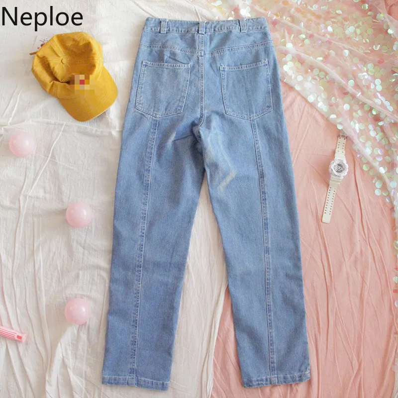 Свободные брюки Neploe в стиле Харадзюку с коровьим принтом прямые джинсовые