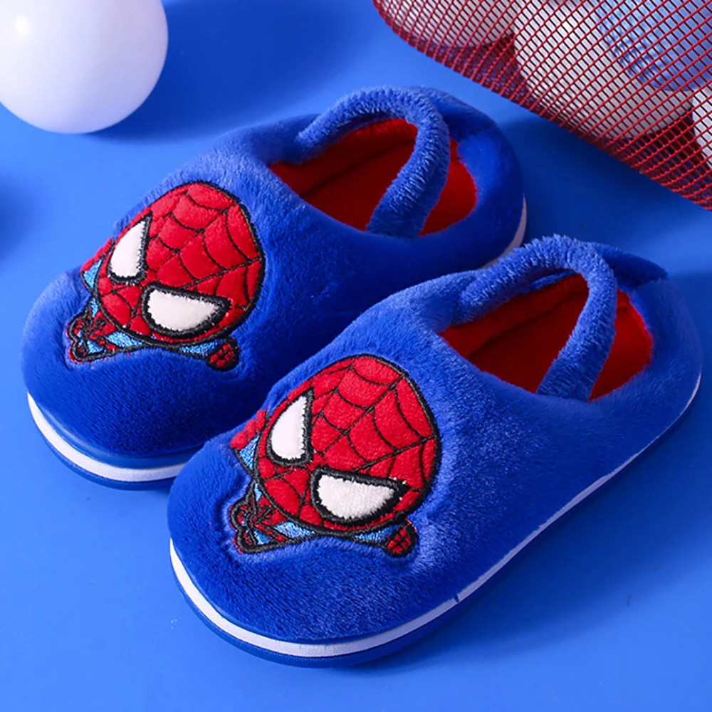 Детские хлопковые тапочки Marvel с мягкой подошвой для спальни зимние мальчиков