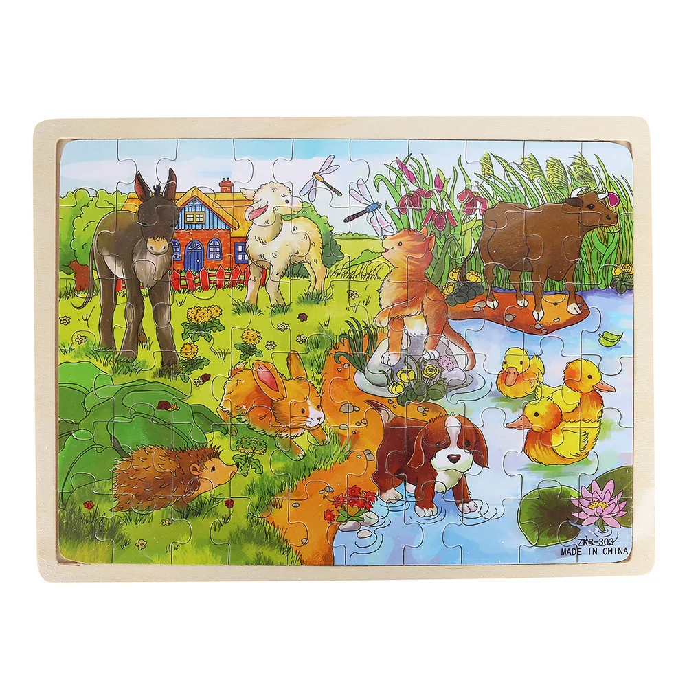 Деревянные пазлы игрушки Мультяшные животные развивающие для детей изысканная