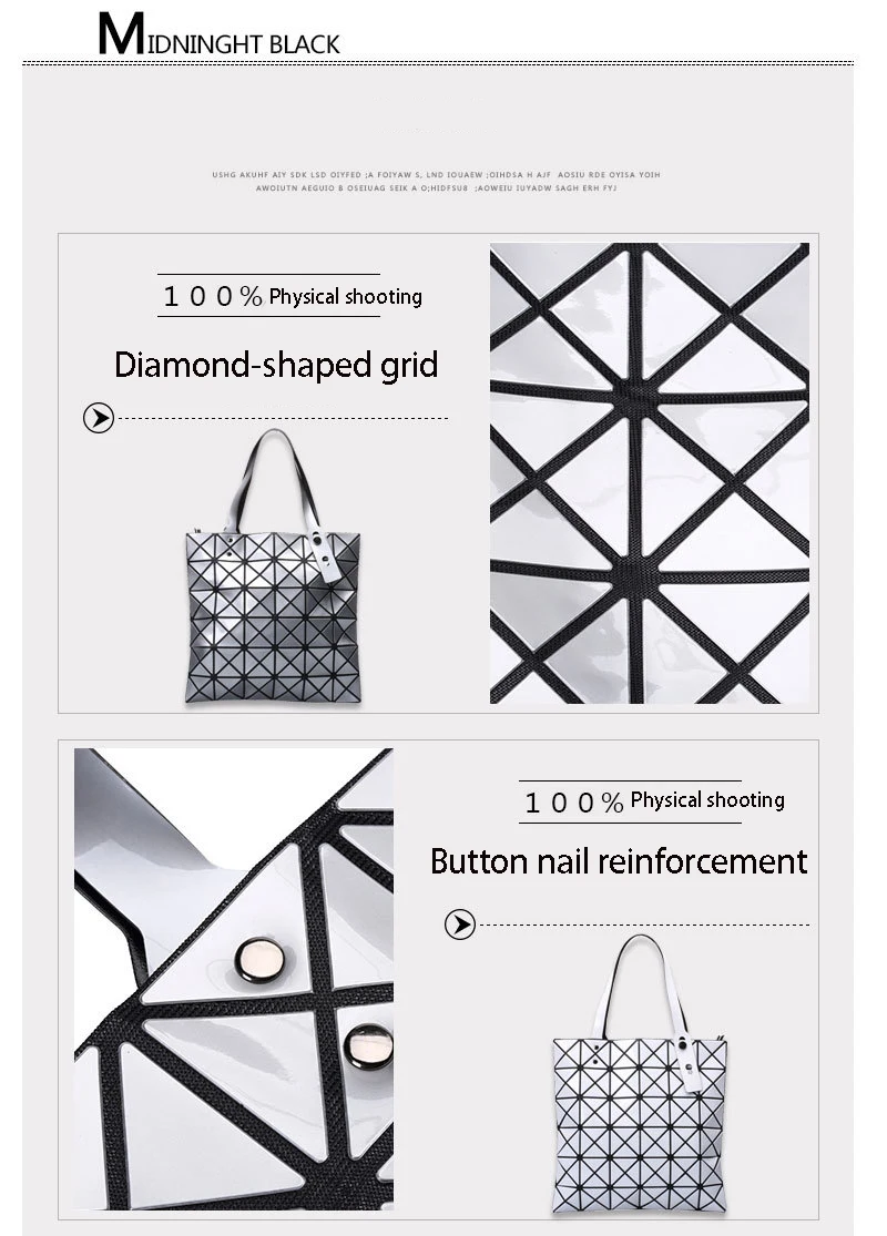 

Diamond lattice new 2021 geometry 6 lattice handbags Korean ladies handbags PVC large-capacity bags female bags