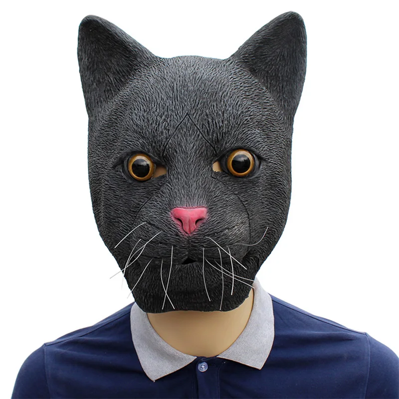 

Забавная черная маска с животными, косплей на Хэллоуин, страшная маска из латекса, костюм, украшение для вечерние AN88
