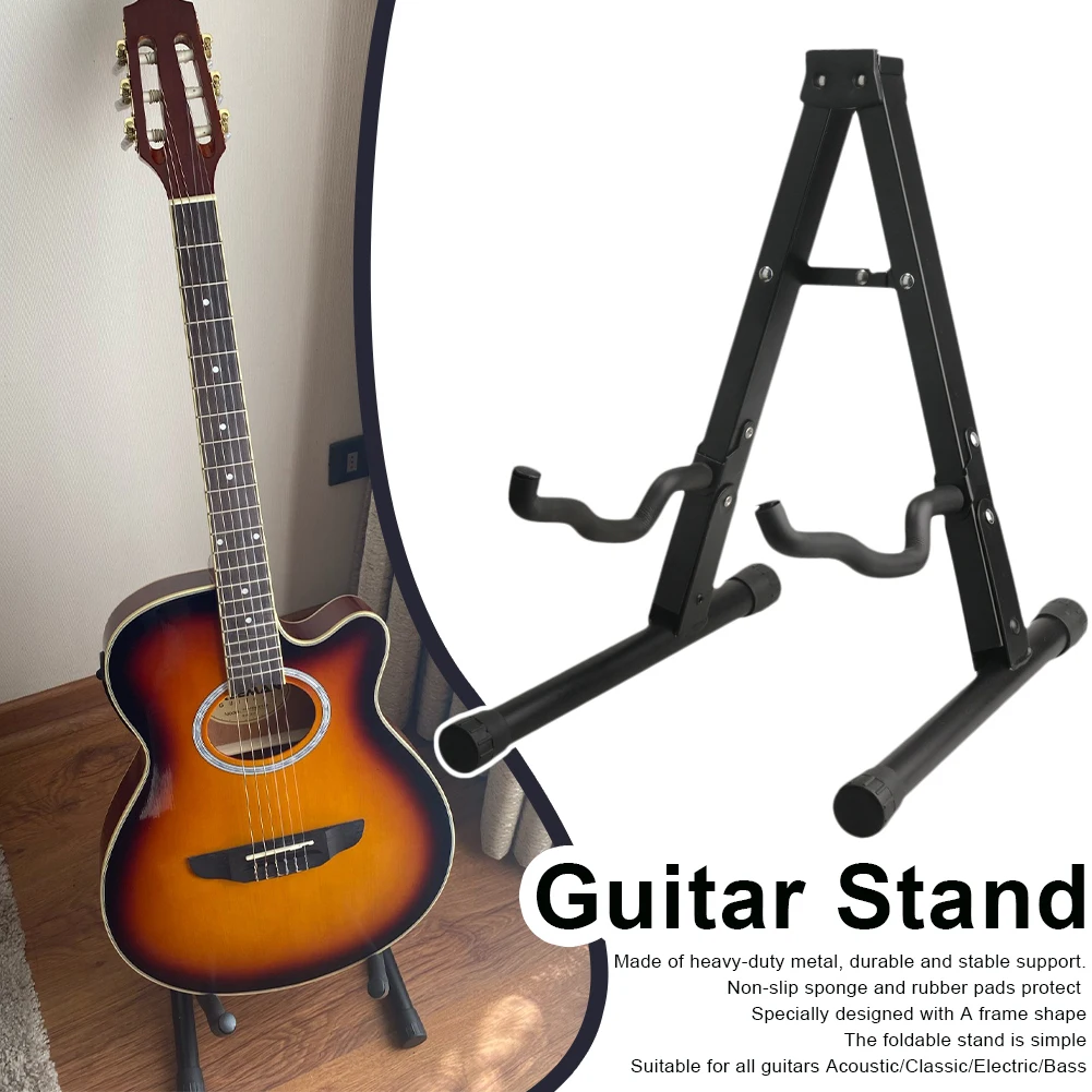 

Folding Guitar Stand A-Frame Portable Lightweight Guitar Holder for Acoustic Classic Electric Bass Guitar Accessories