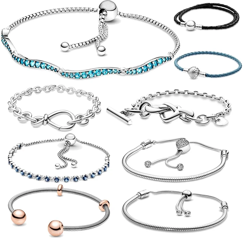 

2021 new jewelry ladies original 100% 925 sterling silver Pandora fashion DIY designer charm fitting bracelet gift