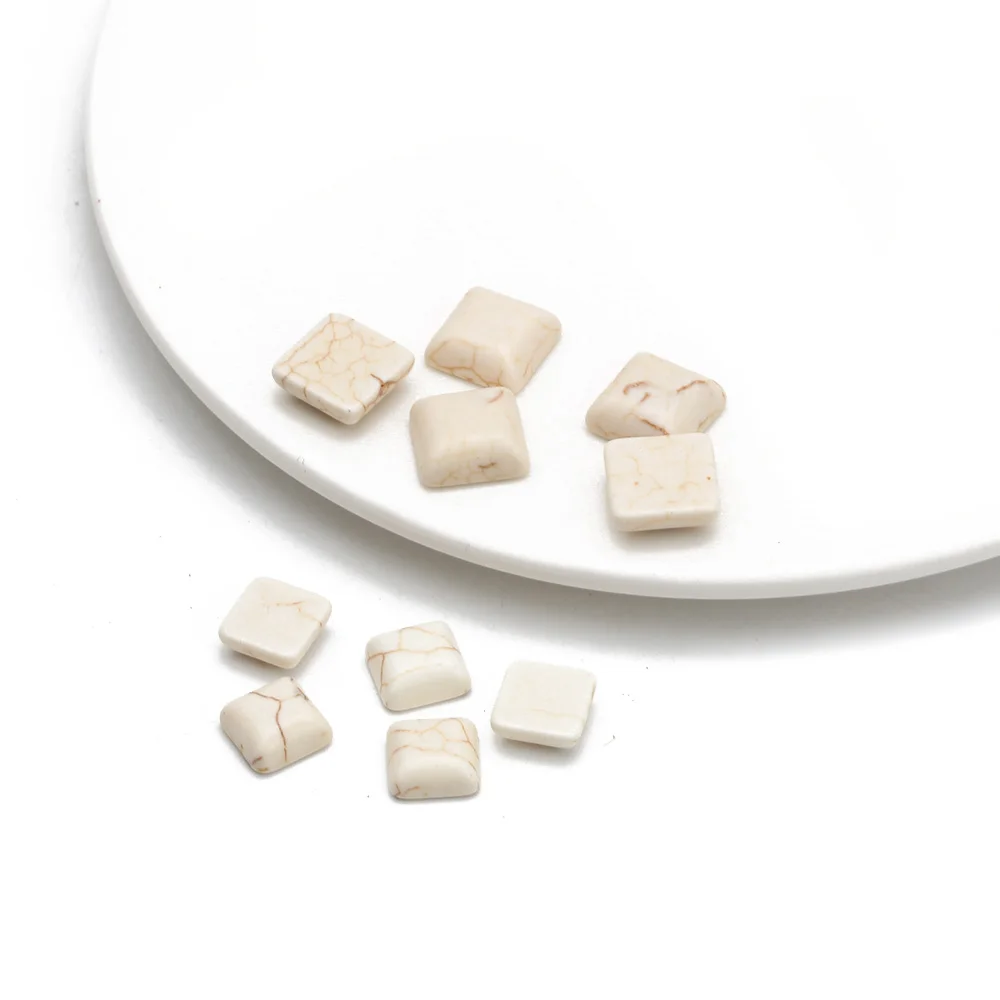 Бусины MEIBEADS 10 шт./лот в форме квадрата белые бусины Howlite с плоским основанием из