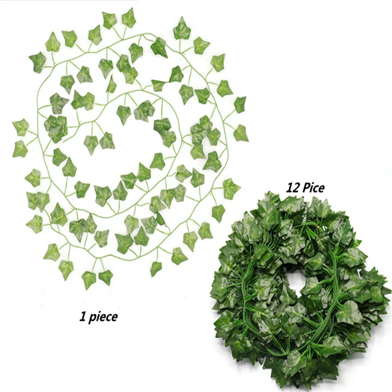 2M Artificial Fake Vine Ivy Plant  Green Leaf Artificial Leaves For Festival Wedding Party Home Decoration  Creeper Green Ivy Wr images - 6
