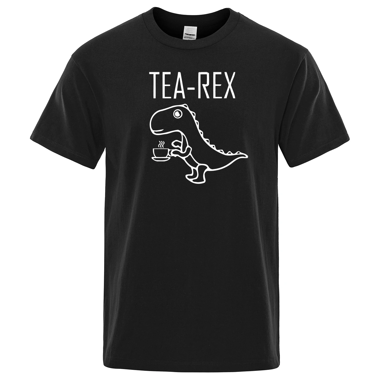 

Men's T-Shirts Tea Rex funny dinosaur drink coffee T Shirts Fashion TShirt High Quality Streetwear Tops Male Tee shirt