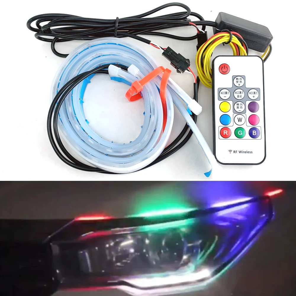 Светодиодные дневные огни 2 шт./1 шт. 12 В цветные поворотники для проточной воды