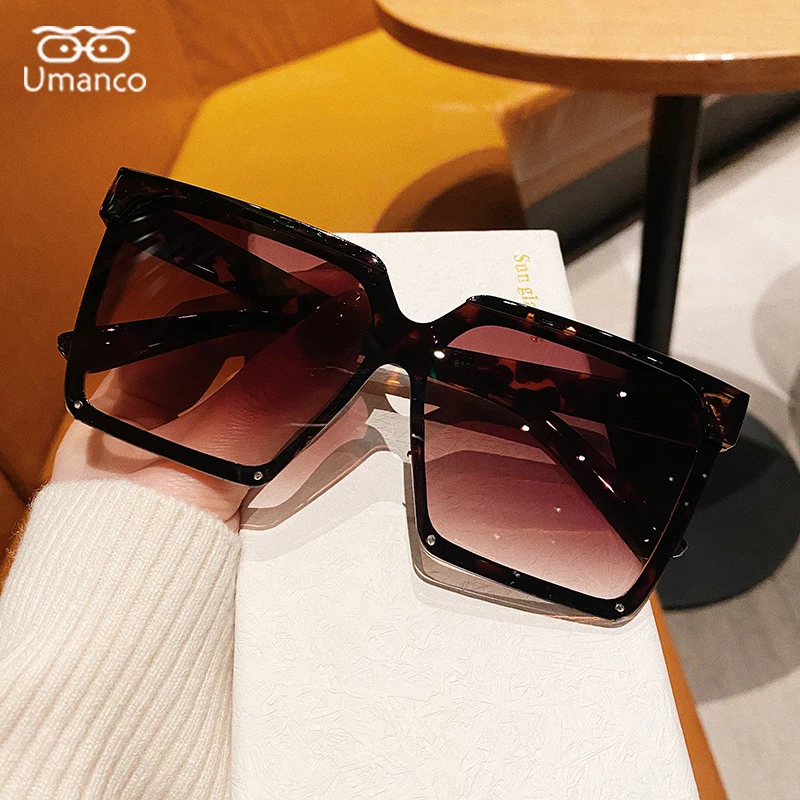 Женские квадратные солнцезащитные очки Umanco большие модные дизайнерские в полной