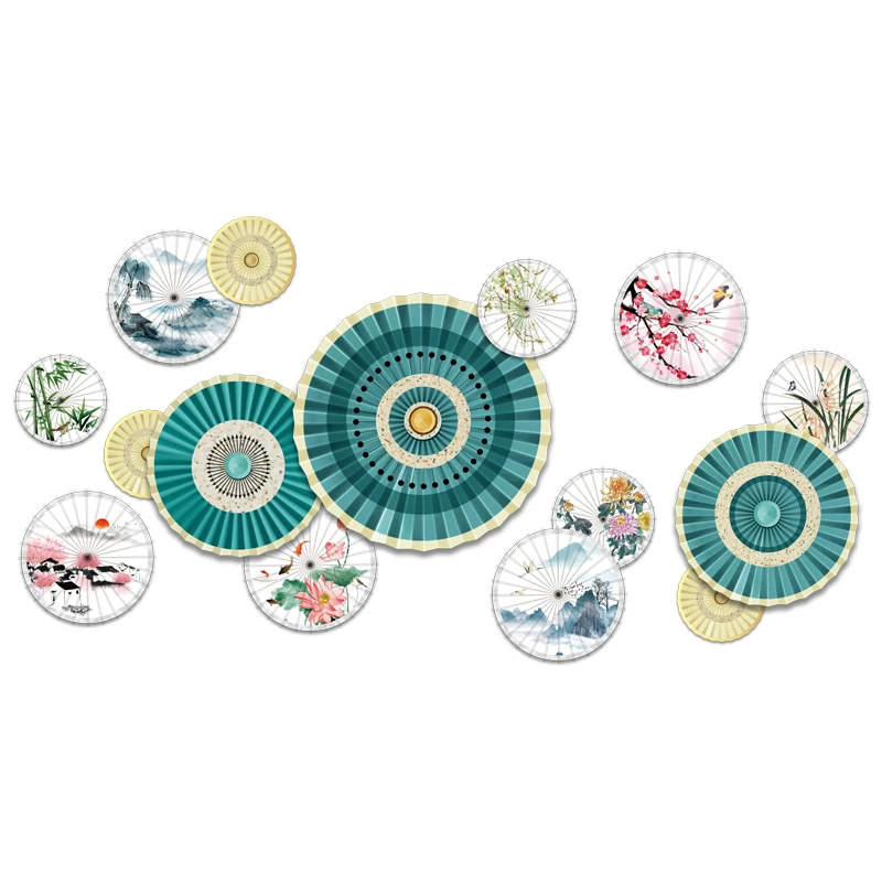 

3D Chinese Style Wall Stickers Paper Umbrella Decals Bedroom Living Room Sofa TV Background Decorative Aesthetic Wallpaper