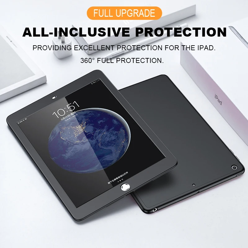 Силиконовый чехол 360 Full Cover для iPad 2018, чехол для iPad 10.2 2019 mini 4 5 Pro 10.5 Air 1 2 3 с защитным стеклом.