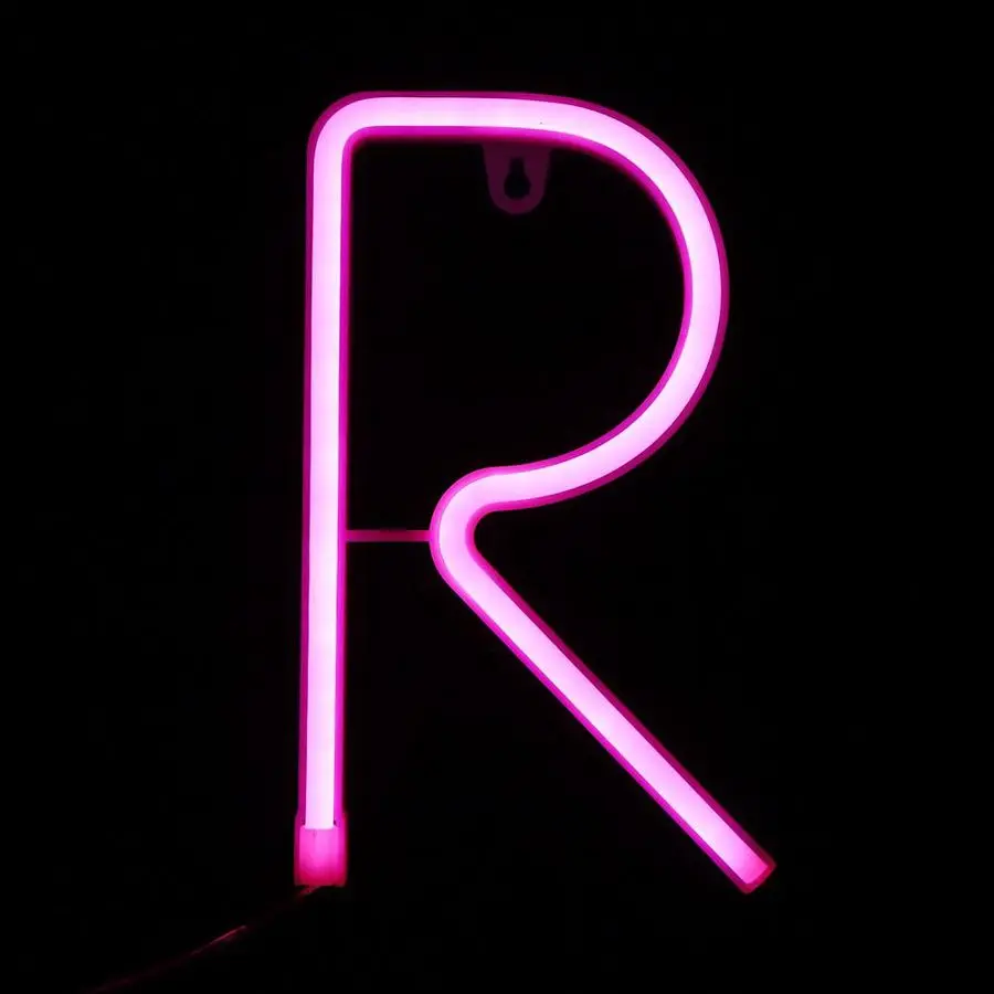 Номер с буквой R в форме светодиодный неоновый светильник Алфавит Настенный