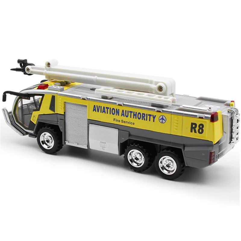 

1:32 Alloy Simulation Fire Truck Airport Car Model Diecast Education Model Vehicle Pull Back Sound Light For Kids Gift