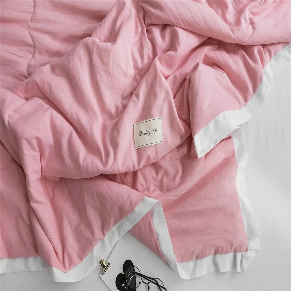 Miglior Copriletto Trapuntato Estivo In Puro Colore Stile Semplice Coperta Trapunta Rosa Copriletto Morbido Twin Full Queen Trapuntatura Lenzuola Solide