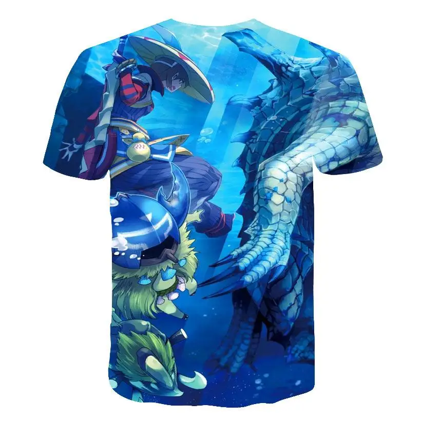 Летняя футболка с короткими рукавами изображением монстра охотника Мужская 3D