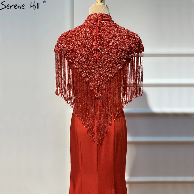 2020 темно зеленые вечерние платья с кисточками и высоким воротом модное платье