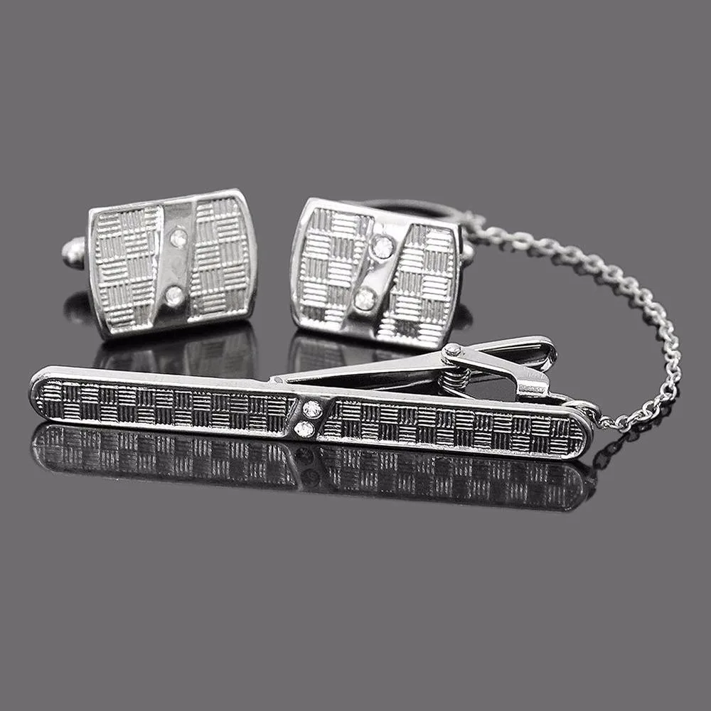 Запонки и зажим для галстука мужские классический узор запонки набор ювелирных