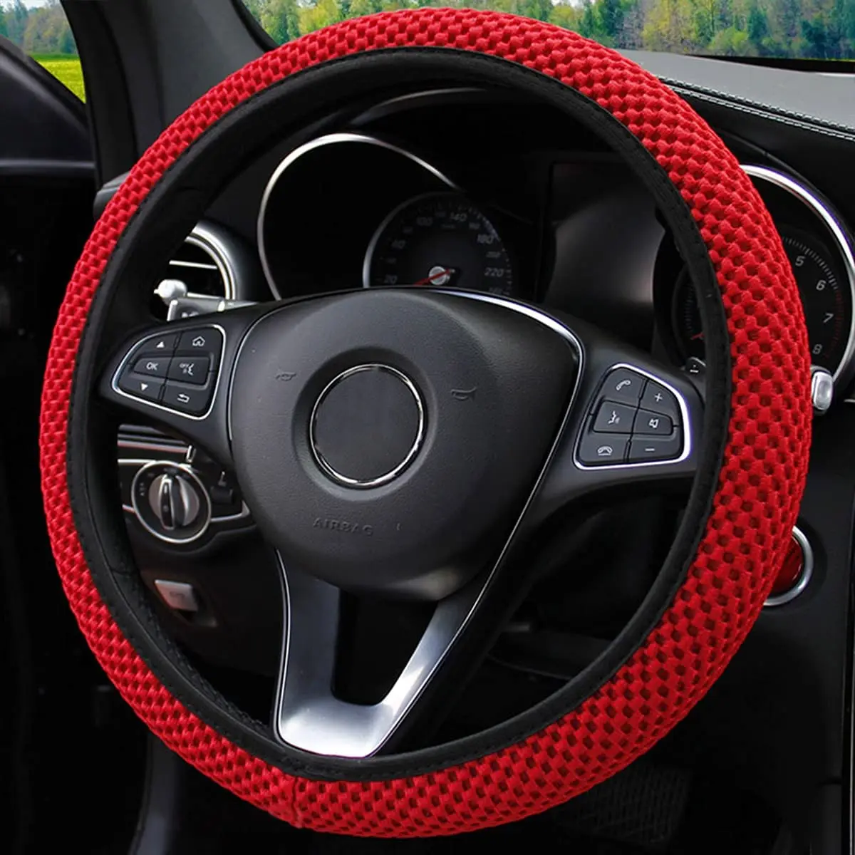 

New Car Steering Wheel Cover Breathable Anti Slip Steering Covers Suitable 37-38cm Auto steering wheel protective Decoration