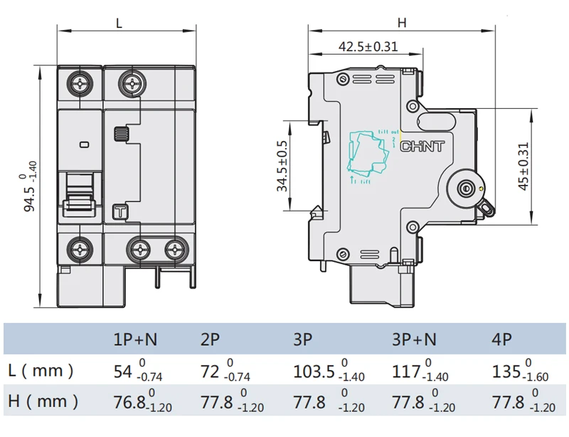 CHINT AC230/400 V NXBLE-63 4P устройство остаточного тока C 40 50 63A Тип C автоматический выключатель от перегрузки защита от короткого замыкания