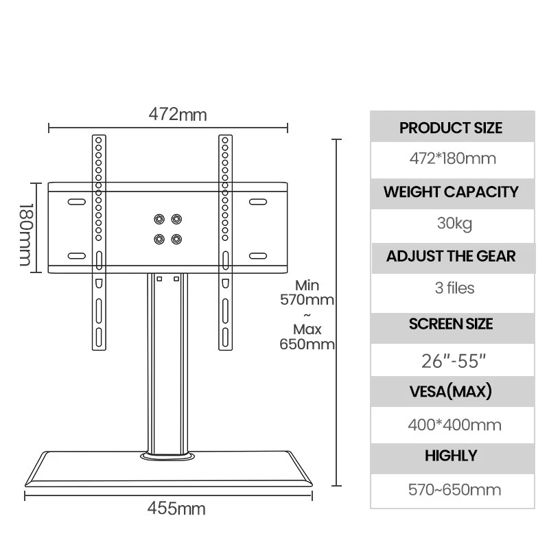 Универсальная регулируемая подставка для дюйм настольный монитор 26 ”-55”