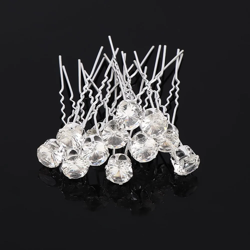 

Заколки для волос женские, заколки для волос с кристаллами, 20 шт., стразы, серебристые шпильки для волос