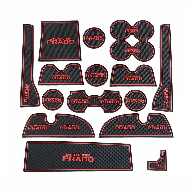 For Toyota Land Cruiser Prado LC150 2018 Accessories 15PCS Non-Slip Interior Styling Door Groove Mat Cup Mats | Автомобили и