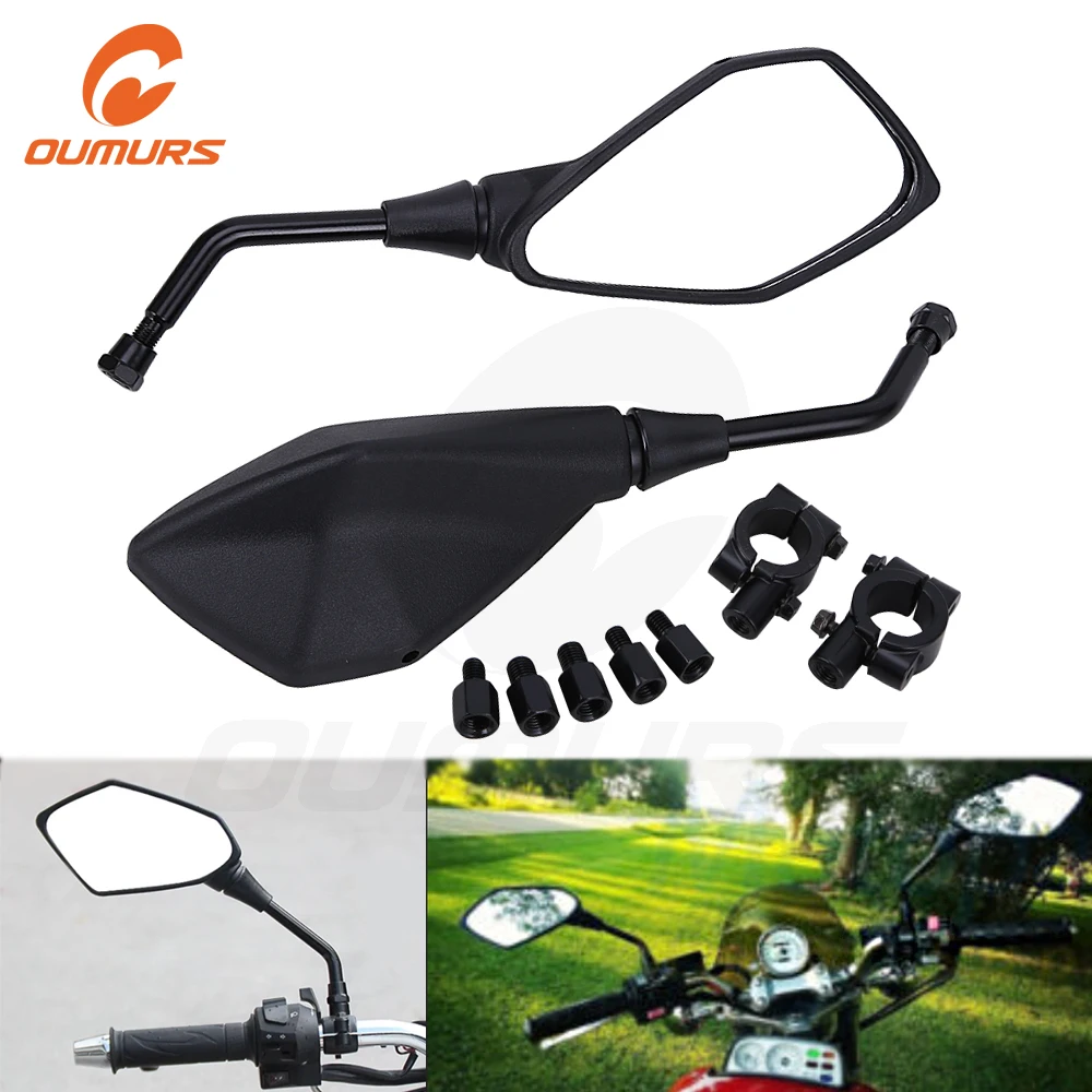 

Выпуклые черные мотоциклетные зеркала ouстоимость 10 мм с адаптером держатели Кронштейн зажим 7/8 дюйма подходит для скутера электровелосипе...