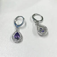 shiny purple crystals earrings korean style ear jewelry gift for women zircon glowing pendants earring bright jewelry wholesale