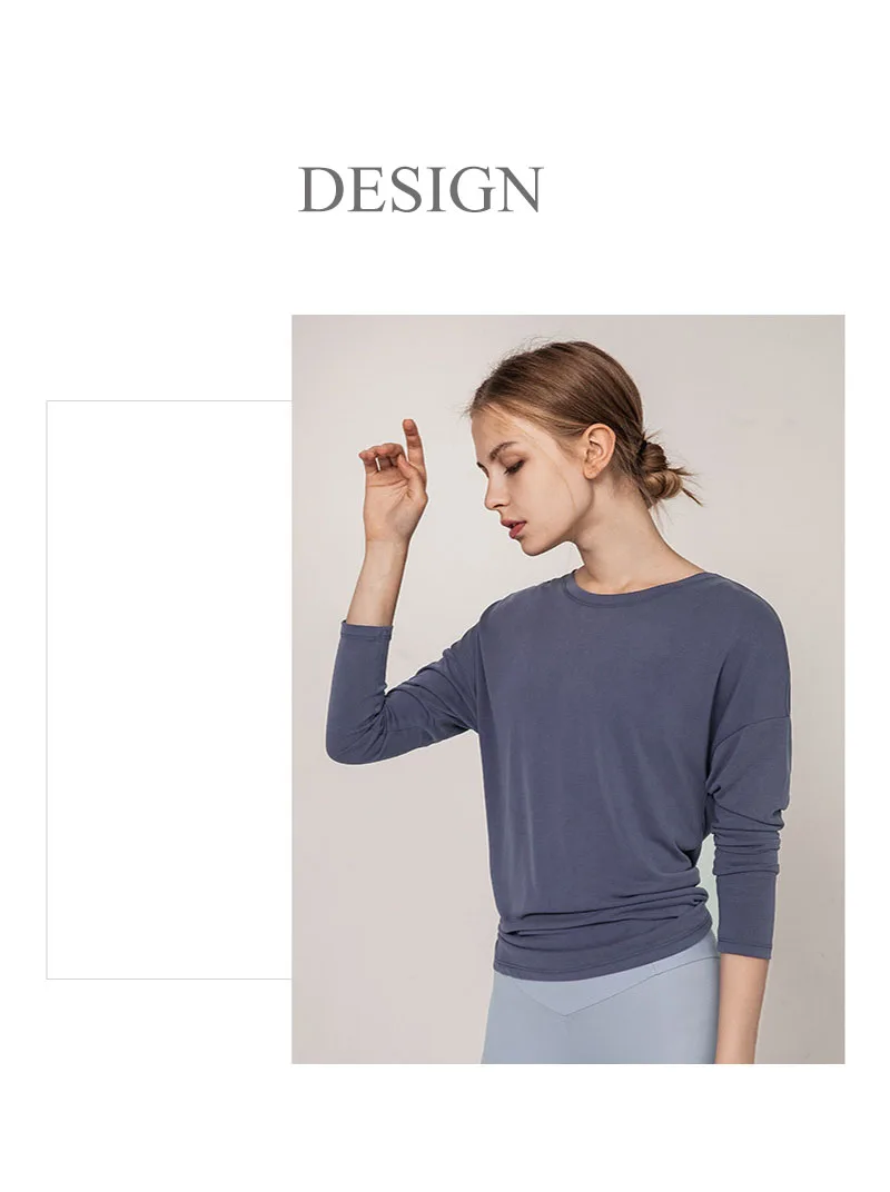 Long Sleeve Women Yoga Tops Open Back Running Clothes Pilates Loose Workout Sportswear Quick Dry Dance Shirts for Gym Fitness