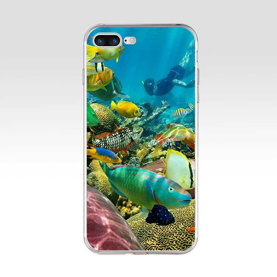Силиконовый чехол 254FG для Apple Iphone 5 из мягкого ТПУ с рисунком океанских китов акул