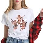 Футболка женская оверсайз с принтом Микеланджело, топ в стиле Харадзюку, уличная одежда с коротким рукавом, на лето