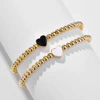 2 pcs ccb beaded enamel heart charm bracelets for women 2021 trendy designer elastic star bangles friendship bracelets wholesale