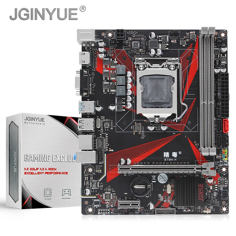 

JGINYUE B75 материнская плата LGA 1155 для Intel i3 i5 i7 Xeon E3 V2 1155 процессор DDR3 16G 1333/1600MHZ Память VGA + HDMI B75M-H