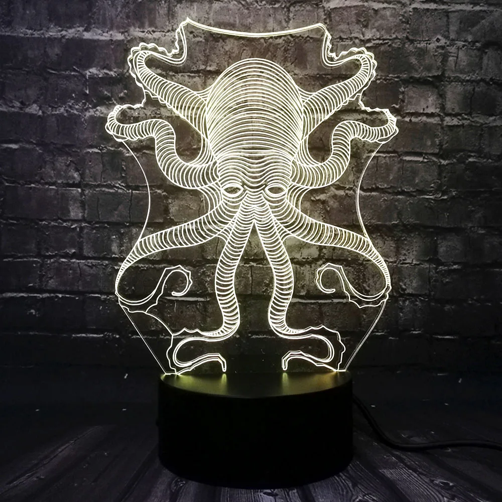 Яркие 3D животных Осьминог Каракатица RC USB светодиодный светильник Подводный мир