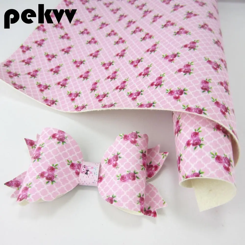Pekvv 21 см X 30 A4 лист Цветы искусственная Синтетическая кожаная ткань для волос луки