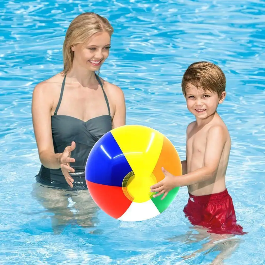 

Inflatable Beach Ball PVC Water Balloons Rainbow-Color Outdoor Summer Balls Beach Toys Swimming B3Q6