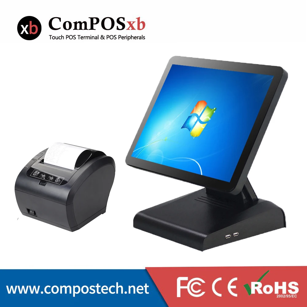 Черный/белый цвет правда плоский ЖК POS система 15 PC точка продажи касса с сенсорным