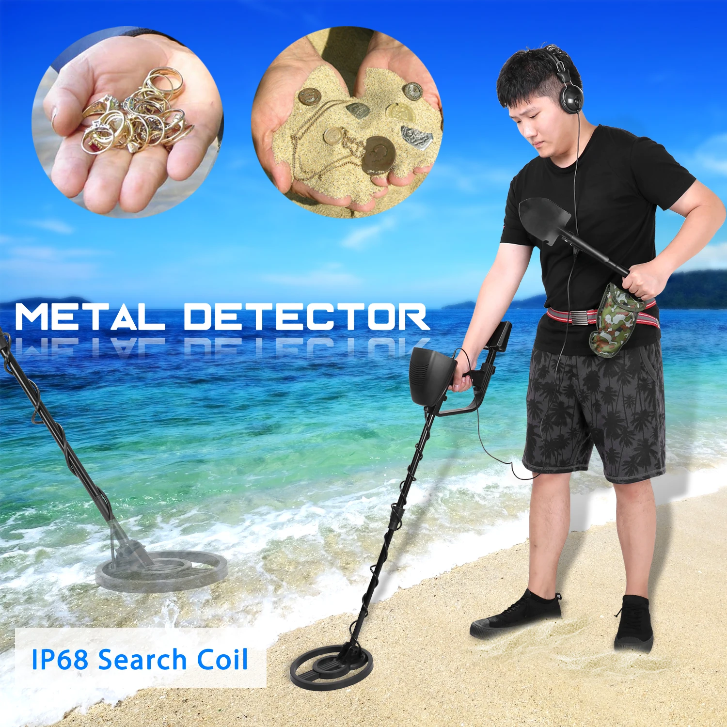 

MD830 Easy Installation Underground Metal Detector Treasure Gold Metal Detecting Tool Finder with 3 Adjustable Modes with LCD