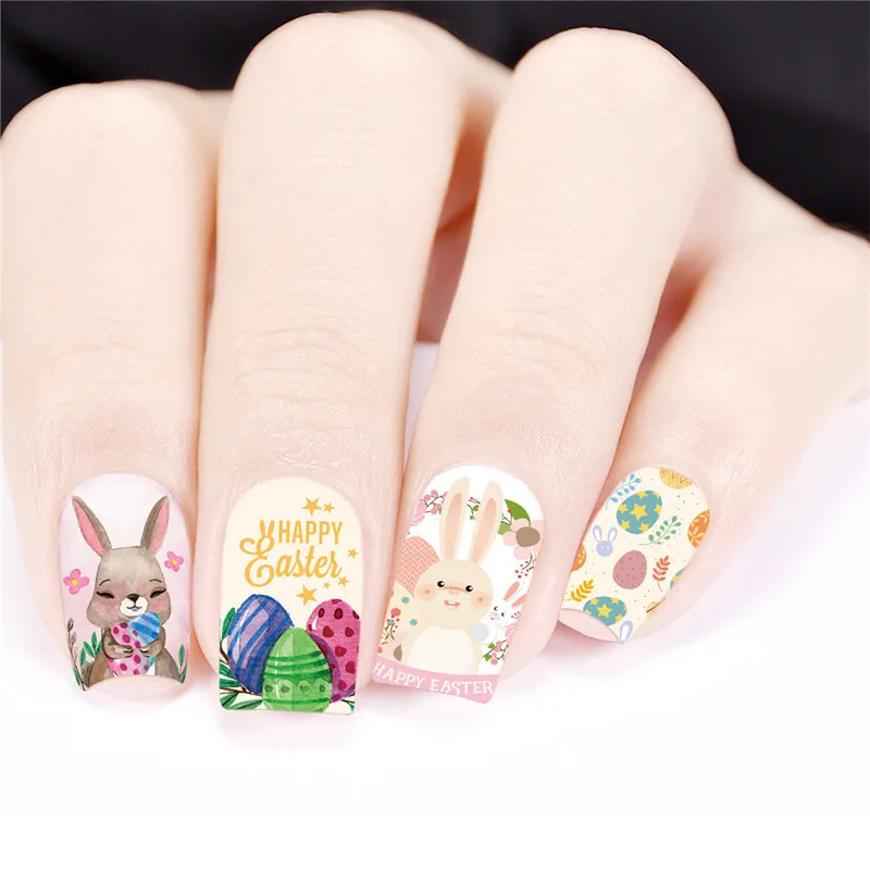 BeautyBigBang 3 листа наклейка на ногти водная слайдер украшение милый Пасхальный Кролик Дизайн Маникюр передача DIY наклейки для дизайна ногтей