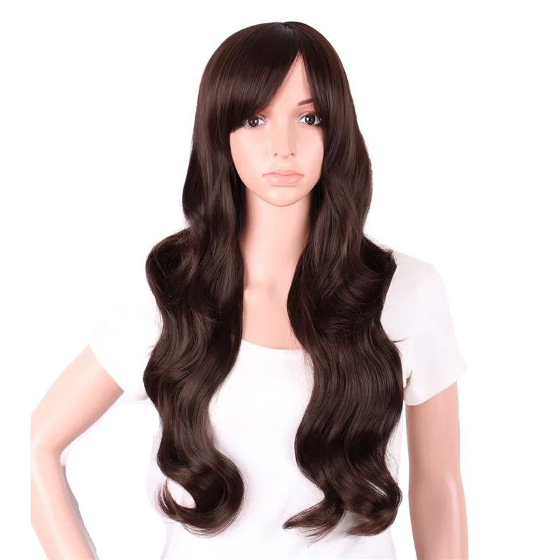 MapofBeauty длинные волнистые женские парики с челкой черный светильник