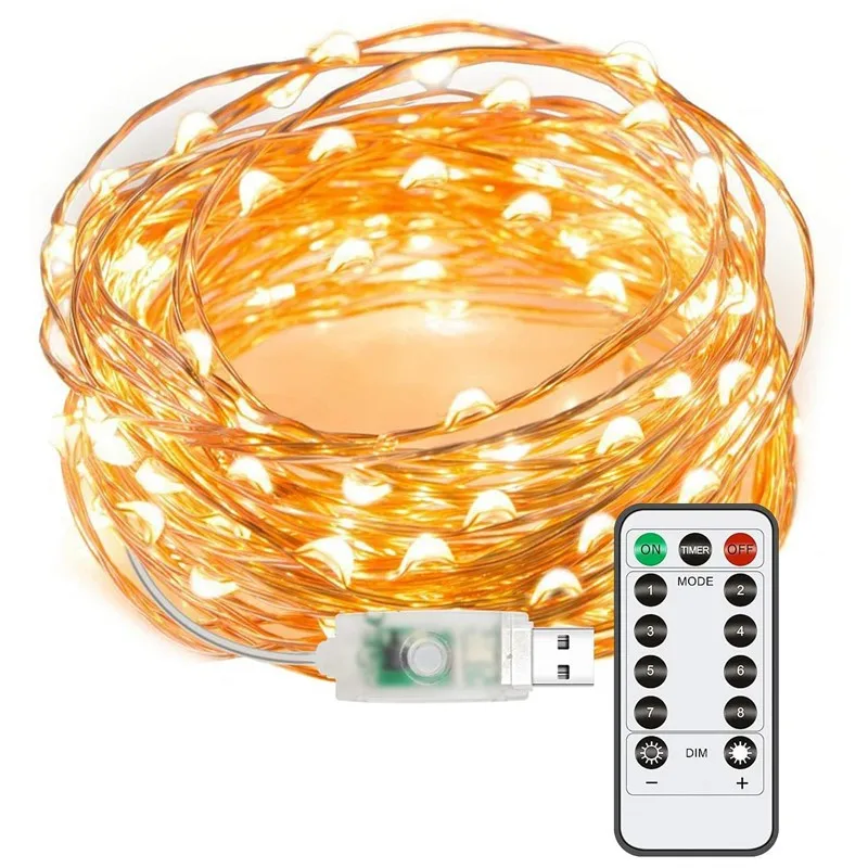 

Led String Light 5/10M/20M 50/100/200LED USB 8Mode Remote Control Lights Fairy garlands Wedding Christmas Holiday Decor lamps