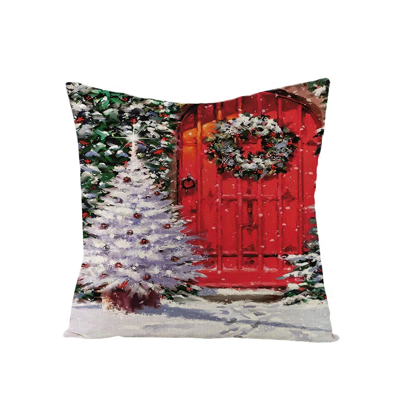 Christmas cushion cover 45*45 Pillowcase Cartoon Snowman sofa cushions Pillow cases Cotton Linen pillow covers Home Decor 0263 | Дом и сад