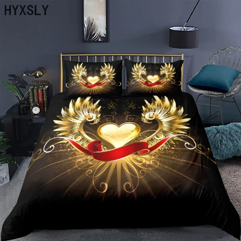 

2/3 шт. пододеяльник 3D Luxuy крыло черный одеяло с принтом 240x220 большой Размеры романтический постельные принадлежности для кровати King/Queen/одном...