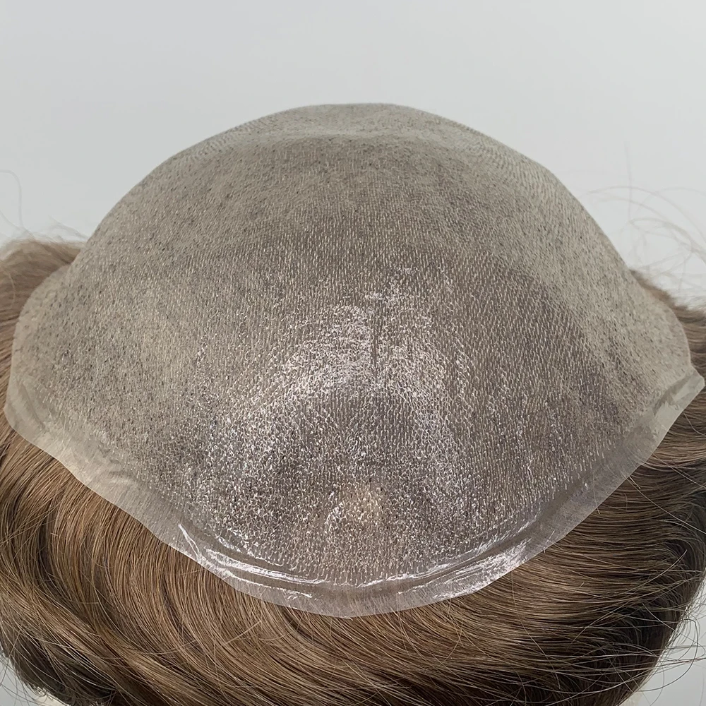 YY Парики мужские Toupee Parting Anywhere коричневый 8x10 тонкий Pu Цвет кожи замена системы 6