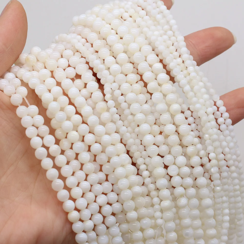 

Hot Selling Natural Freshwater White Shells Exquisite Round Pine Beads DIY Making Fashion Charm Necklace Bracelet Jewelry Gift