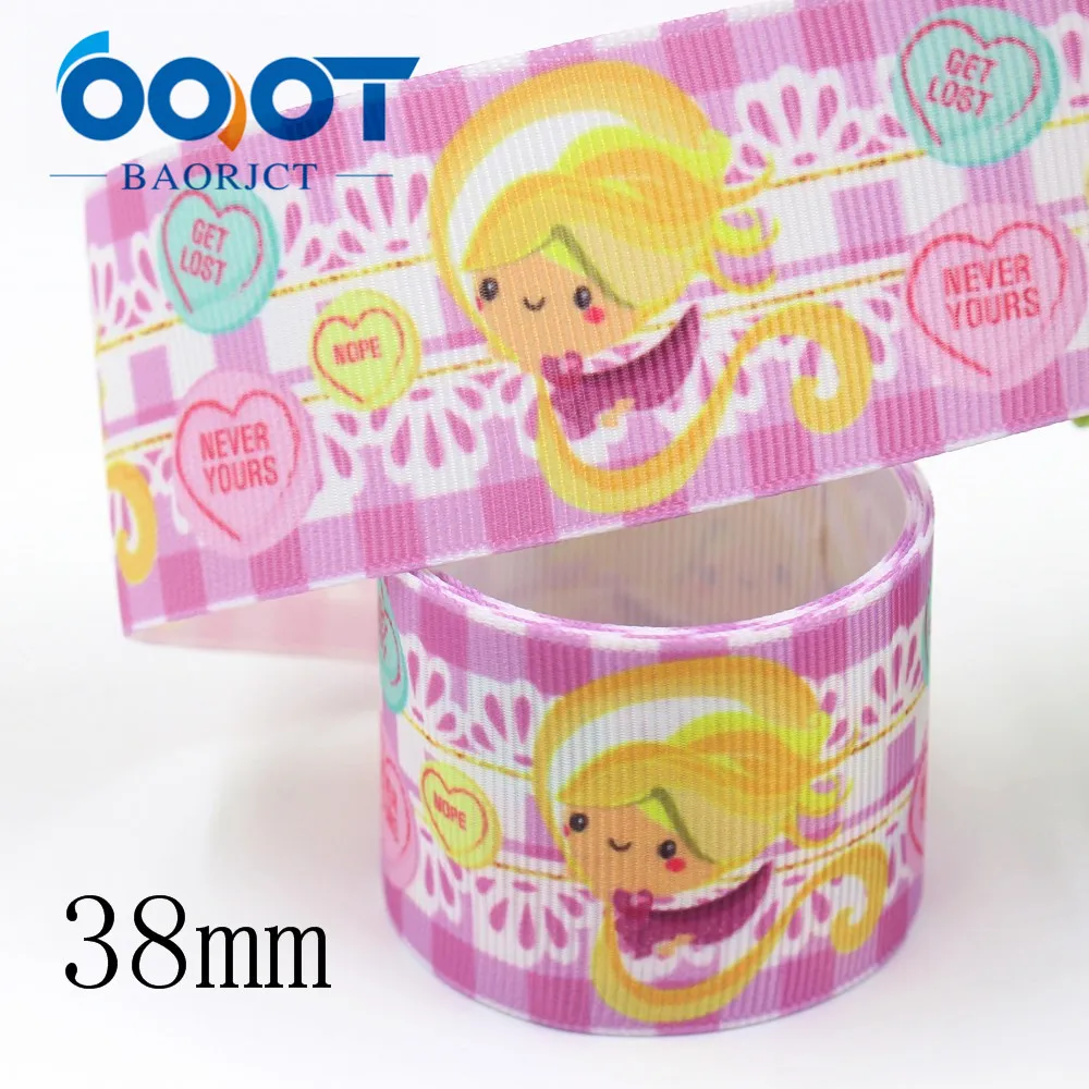 OOOT BAORJCT I-19809-1831, 38 мм 10 ярдов мультфильм термотрансферные печатные корсажные ленты, ленты ремесла, лук крышка DIY аксессуары