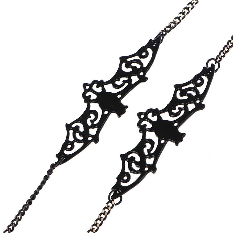 

Women Black Fashion Bat Glass Beaded Sunglass Eyeglass Chain Crown Pendant Metal Reading Glasses Chain Eyewear Cord Lanyard