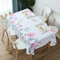 printing plant flowers tablecloth rectangular waterproof oil proof tablecloth tea table cloth white coffee tablecover livingroom